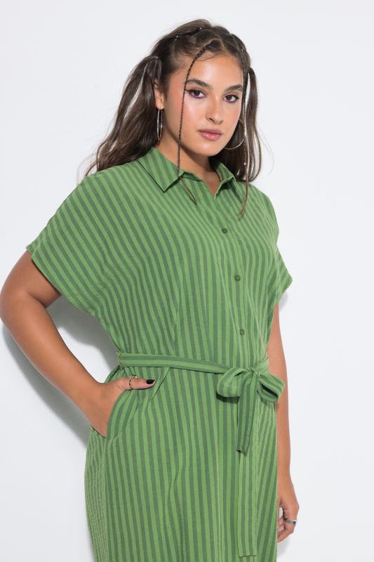 Button-Down Seersucker Pocket Dress