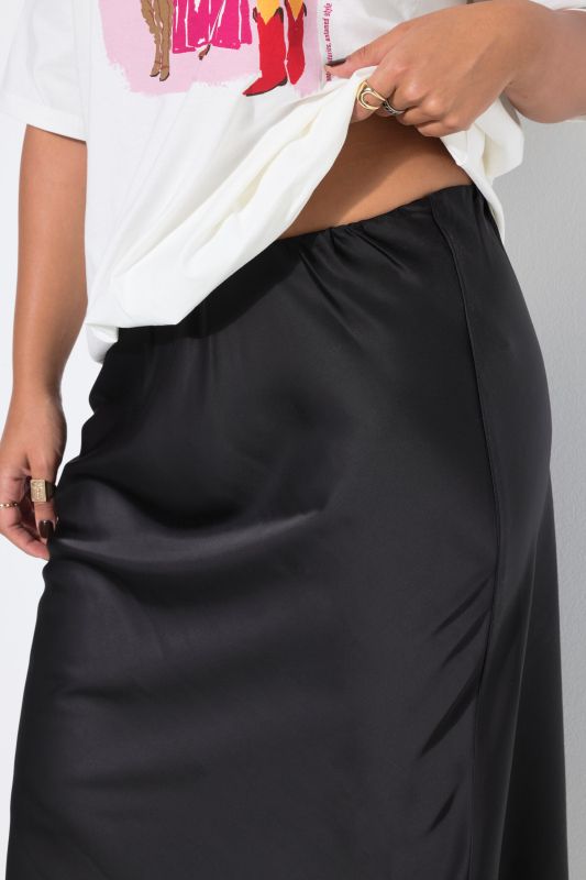 Lace Trimmed Satin Slip Skirt