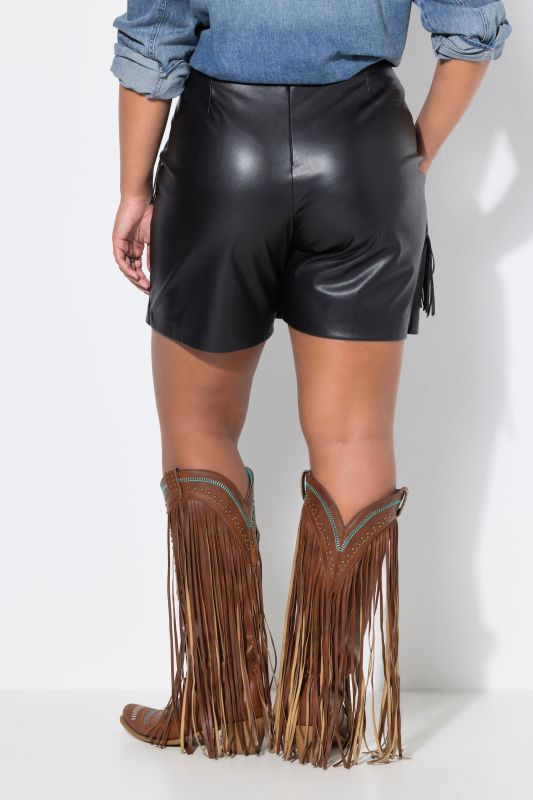 Fringed Faux Leather Skort