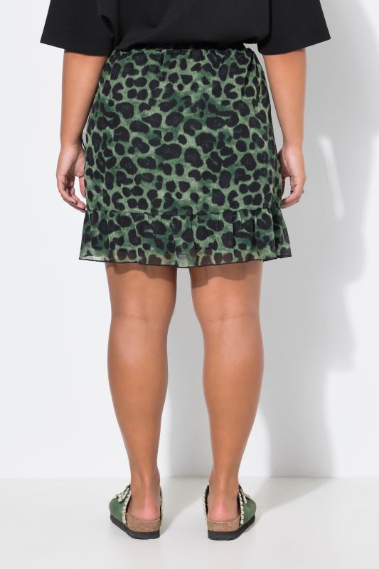 Draped Leopard Print Ruffle Skirt
