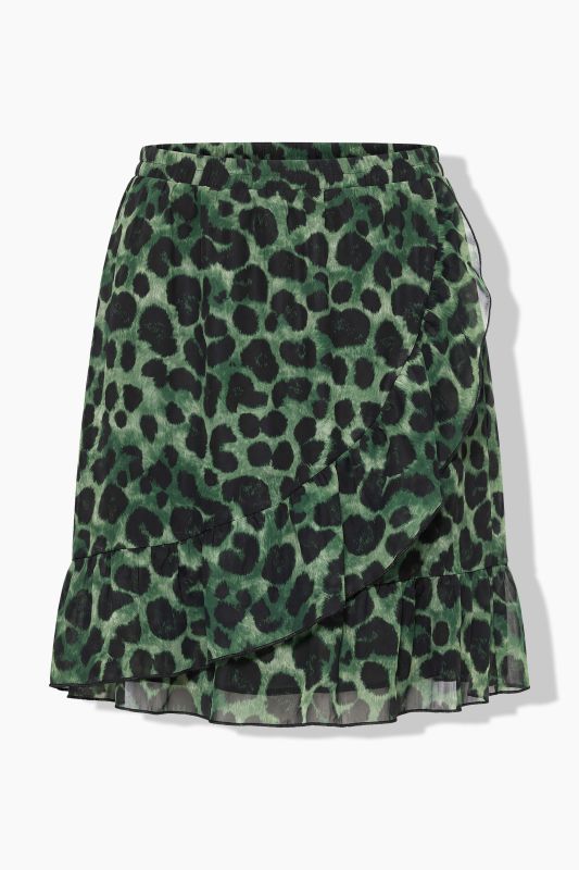 Draped Leopard Print Ruffle Skirt