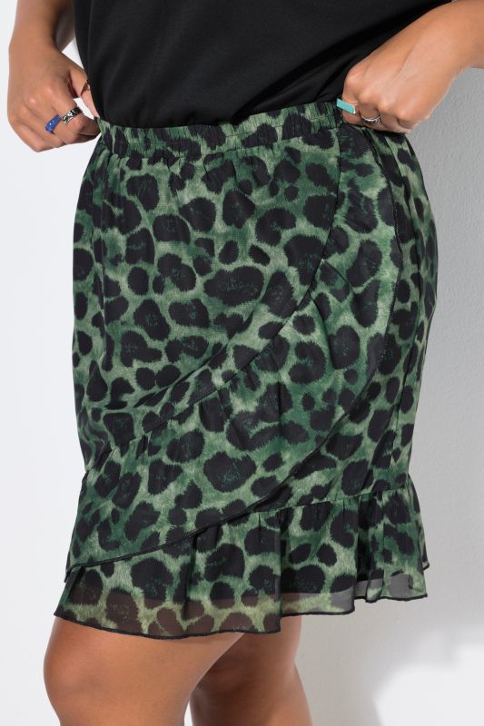 Draped Leopard Print Ruffle Skirt