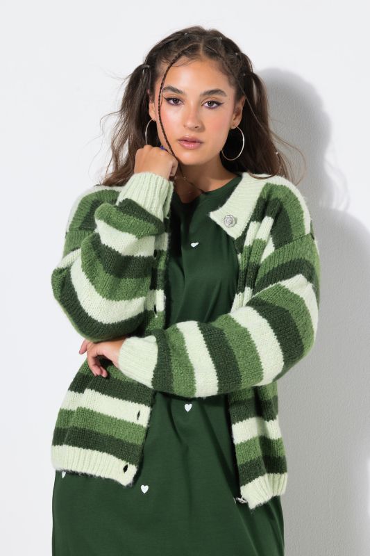 Striped Button-Down Cardigan