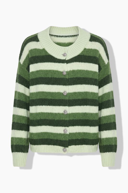 Striped Button-Down Cardigan