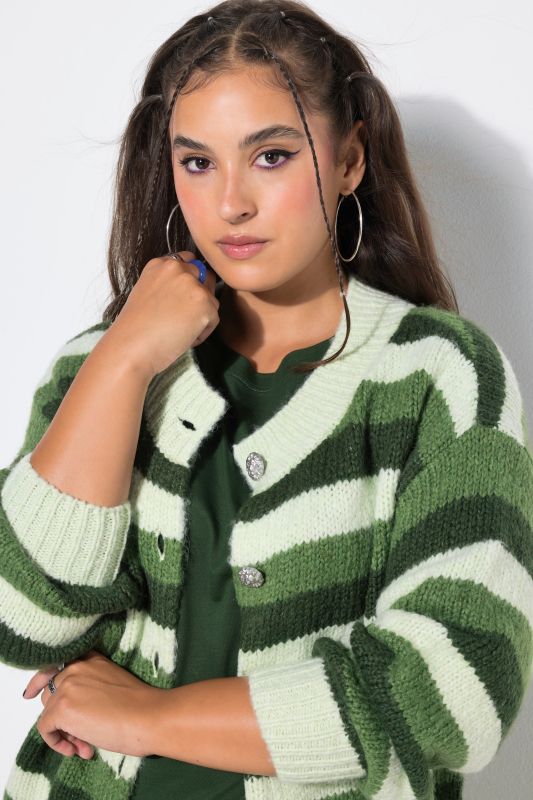 Striped Button-Down Cardigan