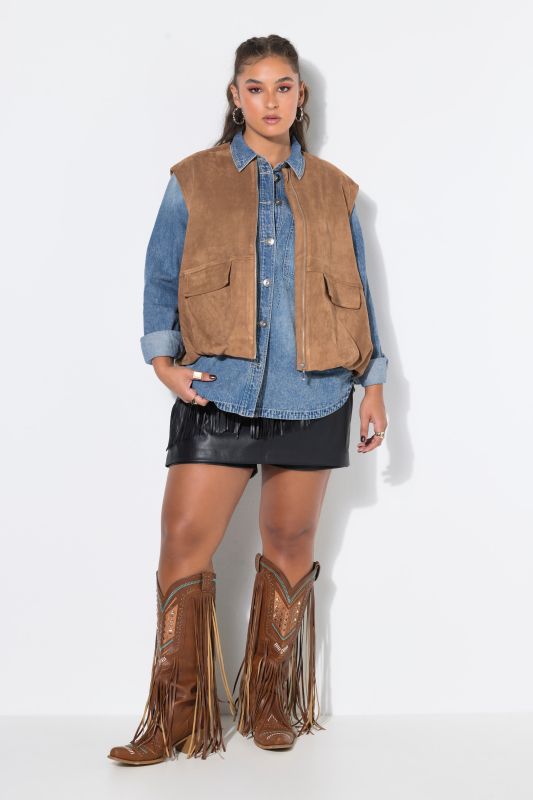 Elastic Hem Zip-Up Vest