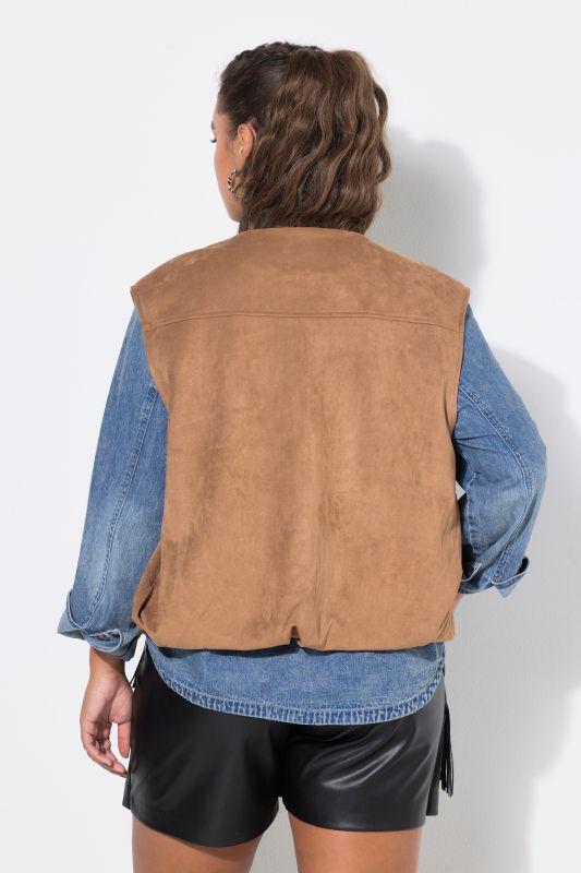 Elastic Hem Zip-Up Vest