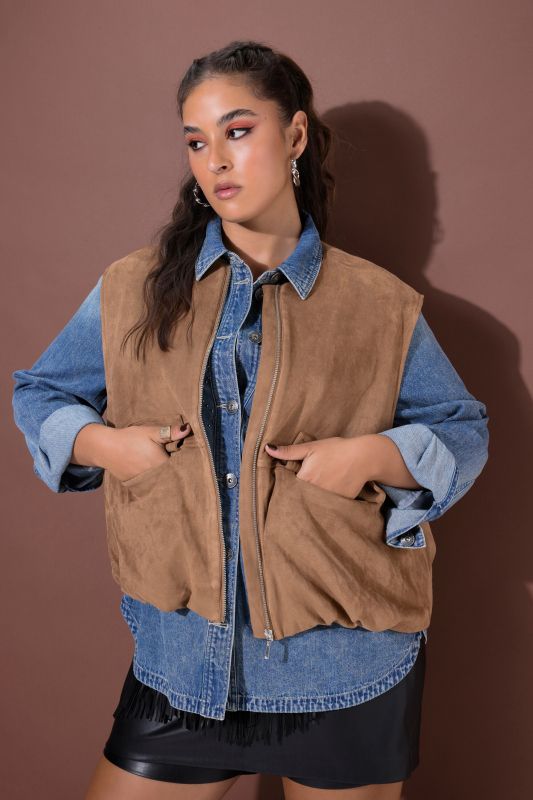 Elastic Hem Zip-Up Vest