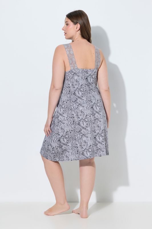 TruYou Snakeskin Print Lace Trim Nightgown