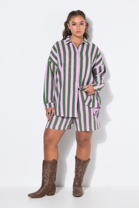 shirt blouse, oversized, muslin, stripes, long sleeve