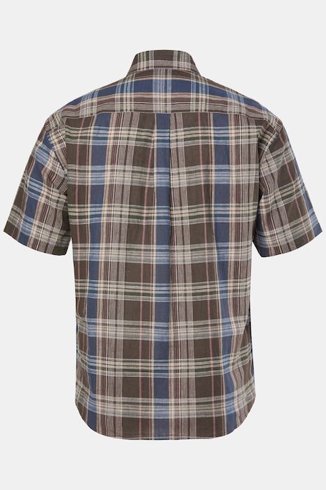 Linen blend plaid shirt