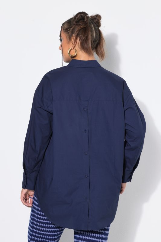 Back Button Long Sleeve Blouse