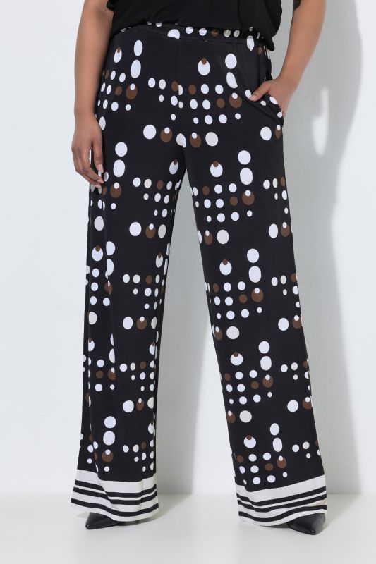 Two-Tone Polka Dot Stretch-Fit Pants