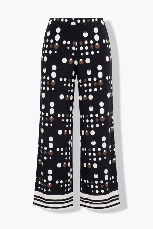 Two-Tone Polka Dot Stretch-Fit Pants