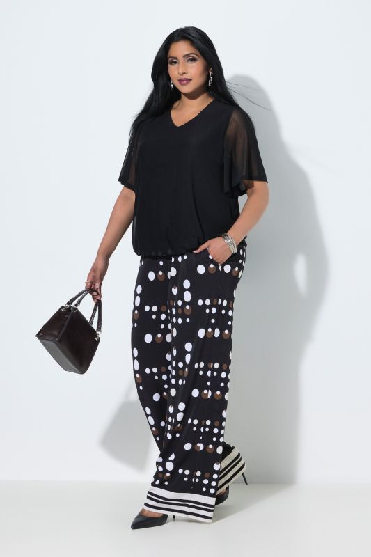 Two-Tone Polka Dot Stretch-Fit Pants