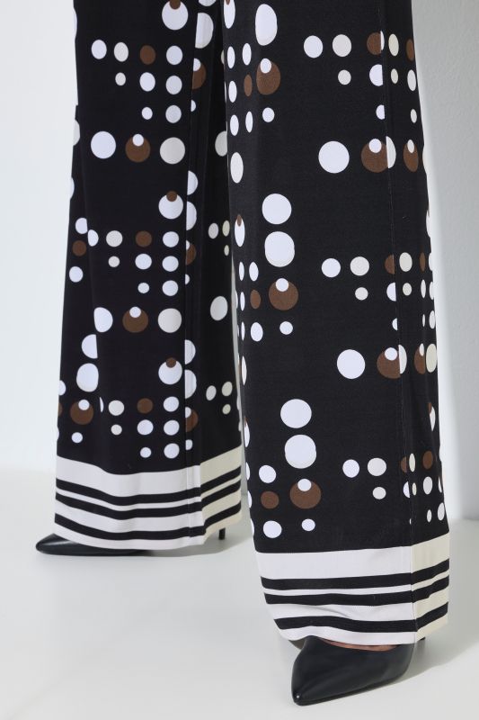 Two-Tone Polka Dot Stretch-Fit Pants