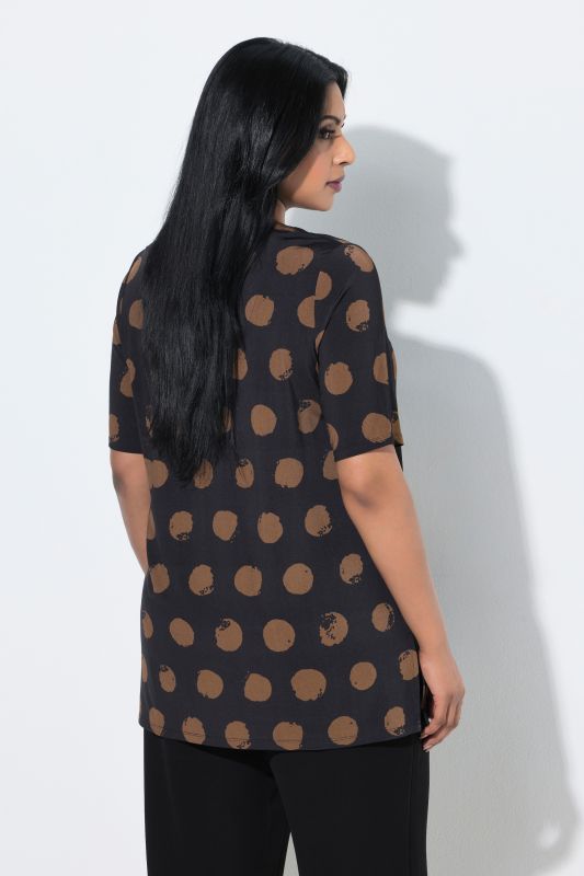 Polka Dot Short Sleeve Slinky T-Shirt Blouse