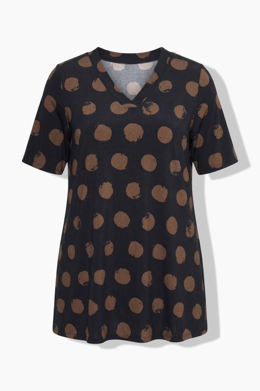 Polka Dot Short Sleeve Slinky T-Shirt Blouse