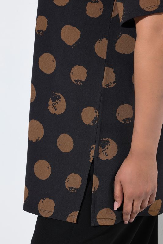 Polka Dot Short Sleeve Slinky T-Shirt Blouse