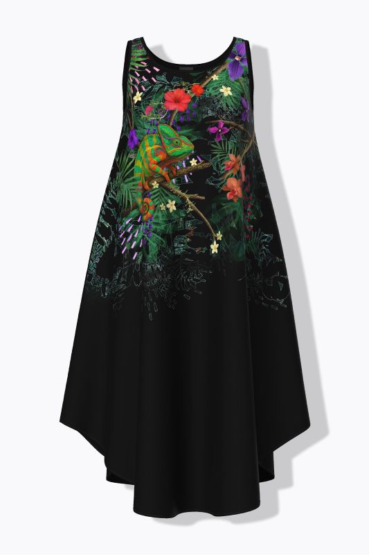 Chameleon Print Sleeveless A-Line Dress