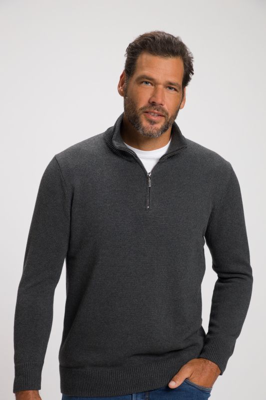 Knitted half-zip, stand-up collar, zip, long sleeve