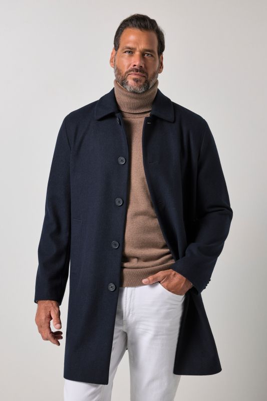 Wool-blend coat, water-repellent, shirt collar, up to 8 XL