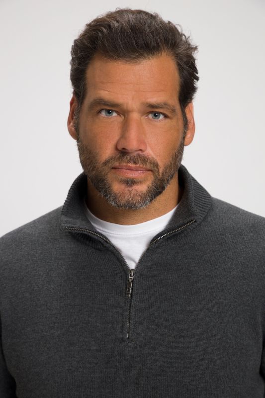 Knitted half-zip, stand-up collar, zip, long sleeve