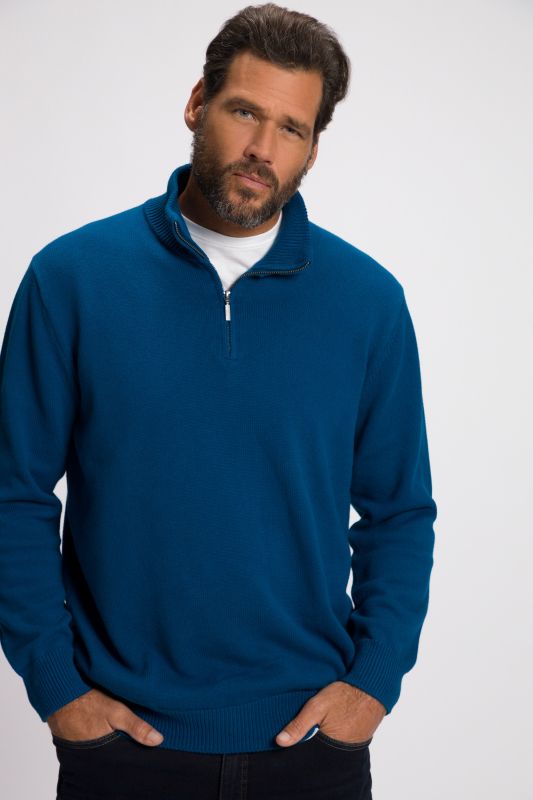 Knitted half-zip, stand-up collar, zip, long sleeve