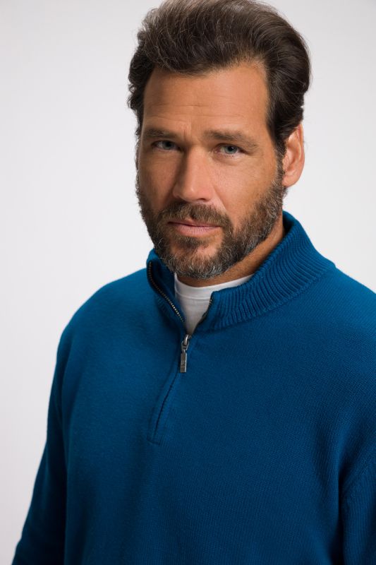 Knitted half-zip, stand-up collar, zip, long sleeve