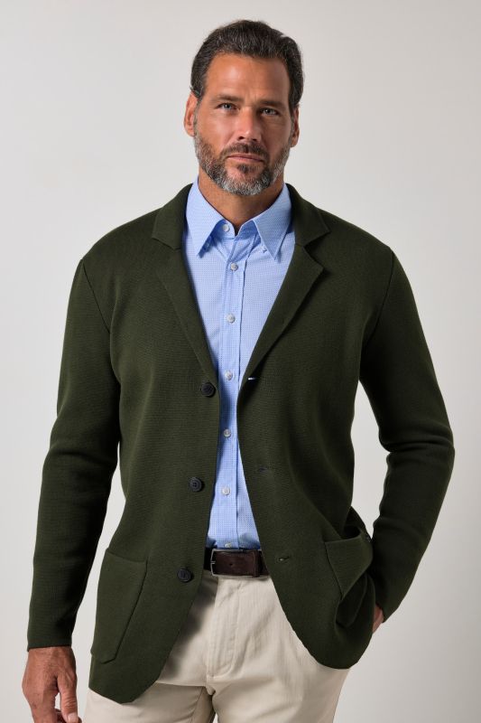 Knitted jacket, FLEXNAMIC®, Milano knitwear, lapel collar, up to 8 XL