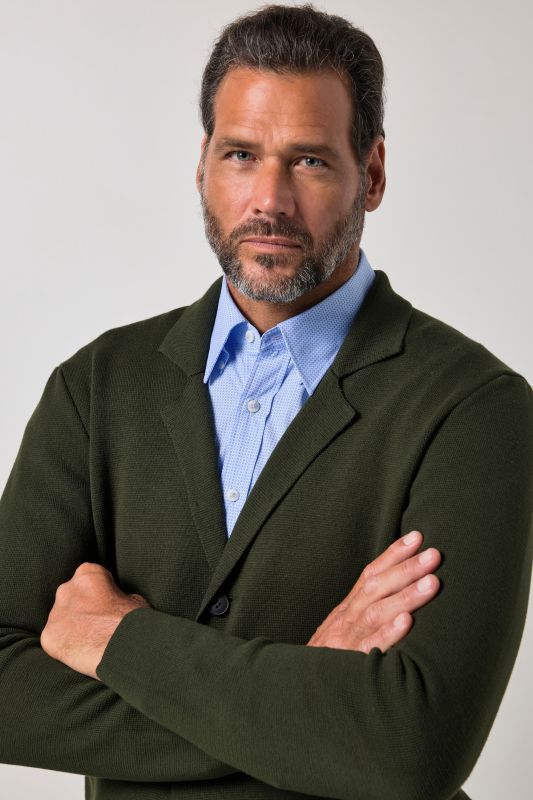 Knitted jacket, FLEXNAMIC®, Milano knitwear, lapel collar, up to 8 XL