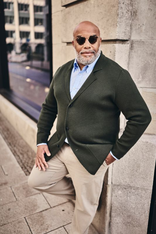Knitted jacket, FLEXNAMIC®, Milano knitwear, lapel collar, up to 8 XL
