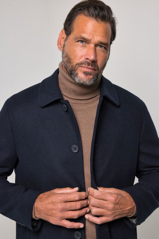 Wool-blend coat, water-repellent, shirt collar, up to 8 XL