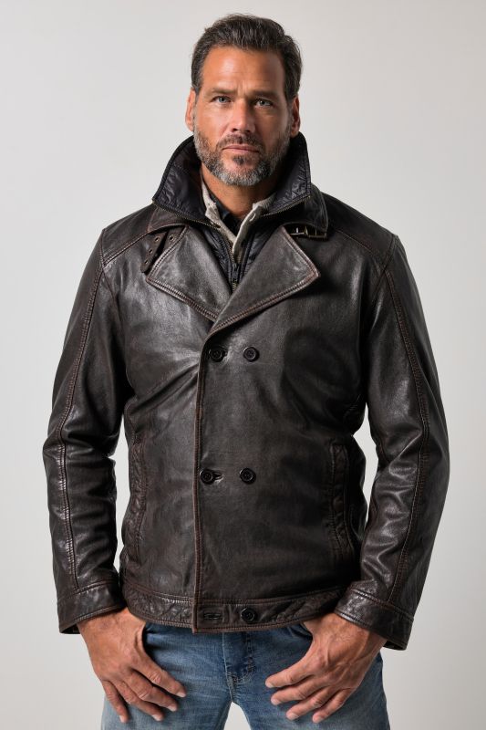 Leather peacoat