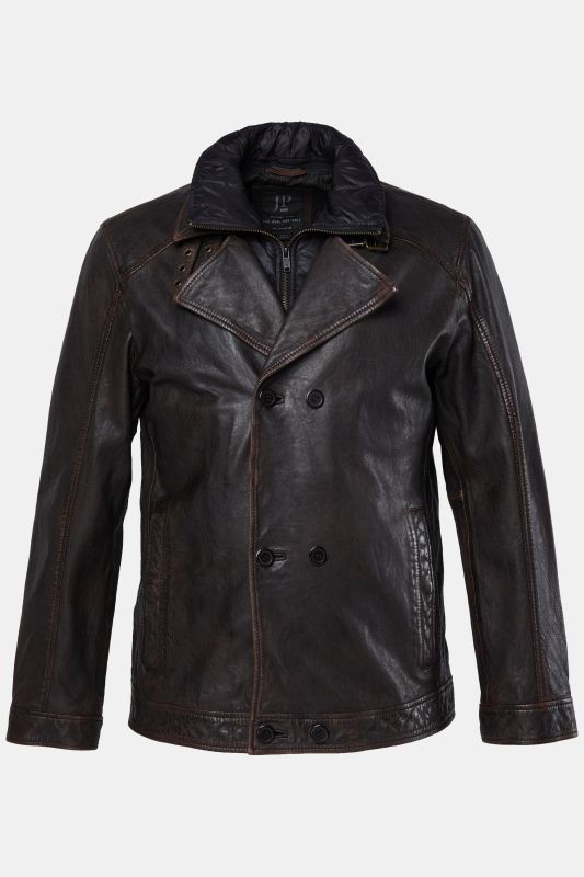 Leather peacoat