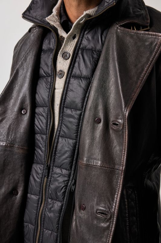 Leather peacoat