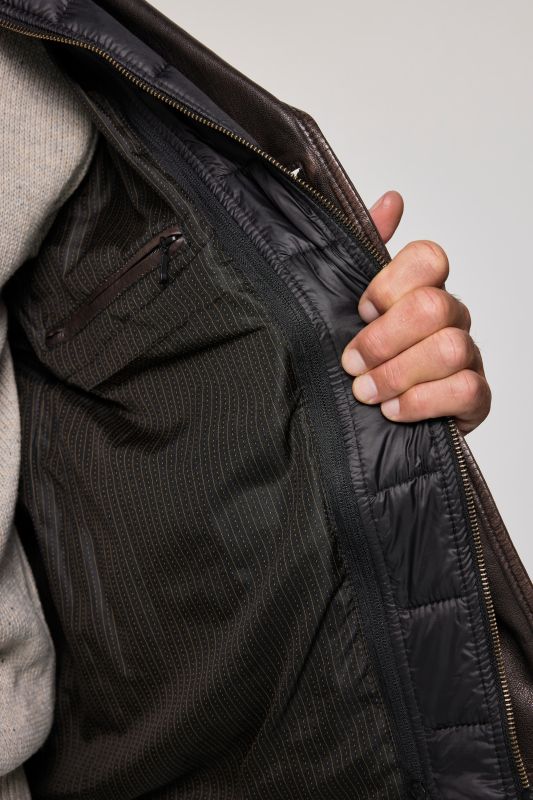 Leather peacoat