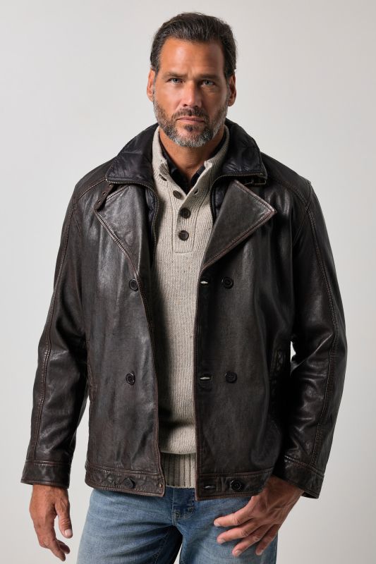 Leather peacoat