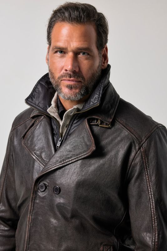Leather peacoat