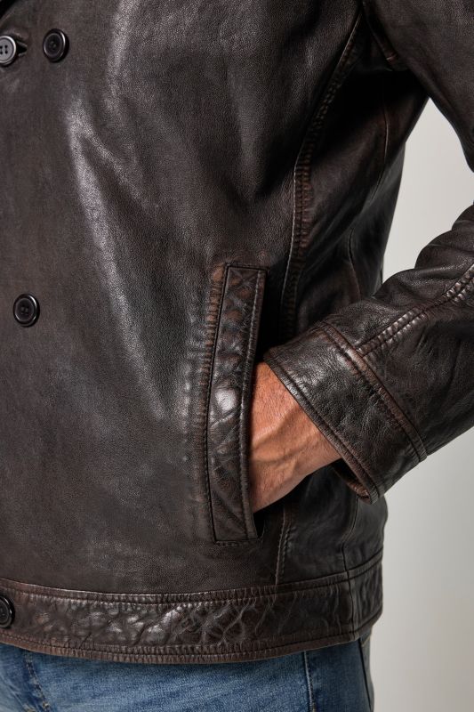 Leather peacoat
