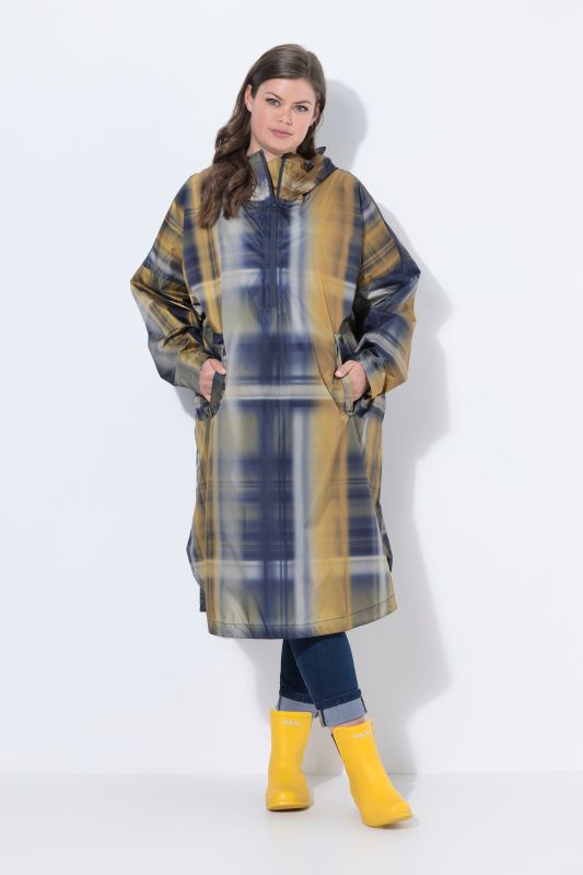Ombre Plaid Rain Poncho