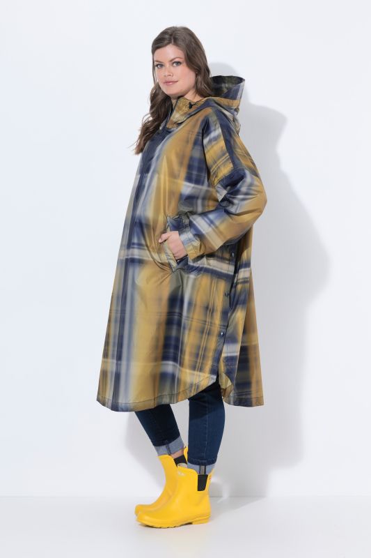 Ombre Plaid Rain Poncho
