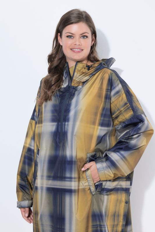 Ombre Plaid Rain Poncho