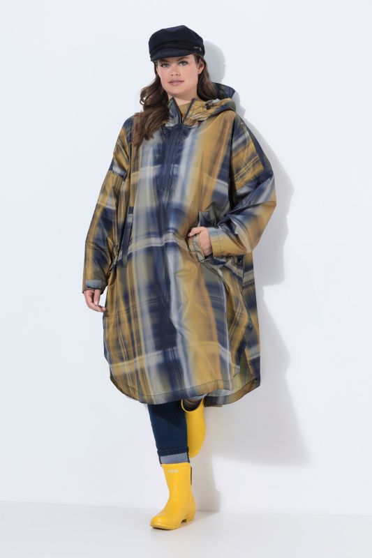 Ombre Plaid Rain Poncho