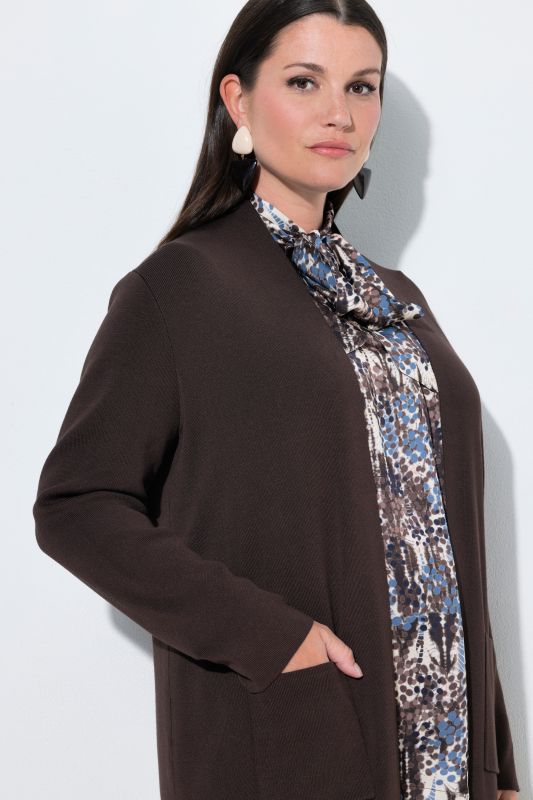 Long Pocket Open Front Cardigan Sweater