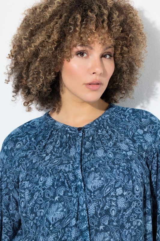 Floral Paisley Print Bishop Sleeve Blouse