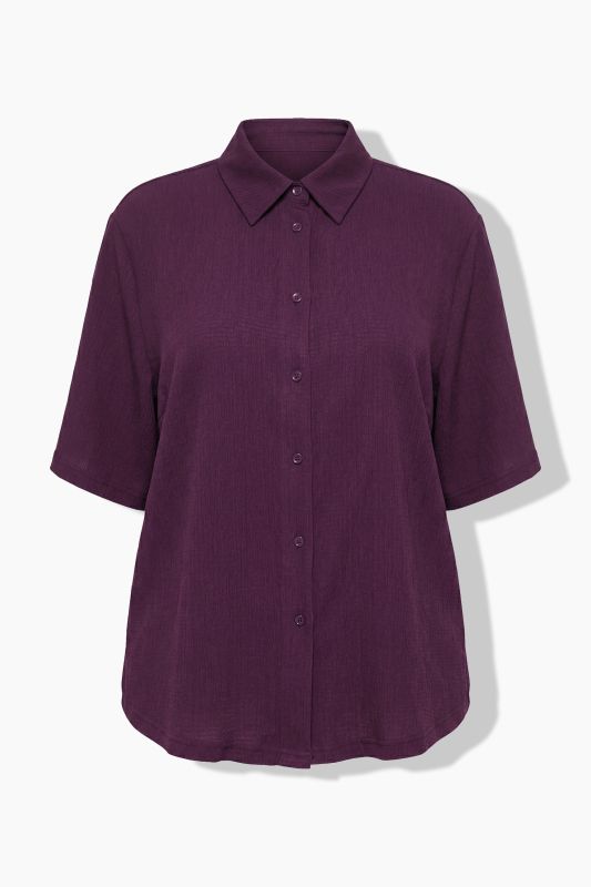 Lightly Textured 3/4 Sleeve Button Down Blouse