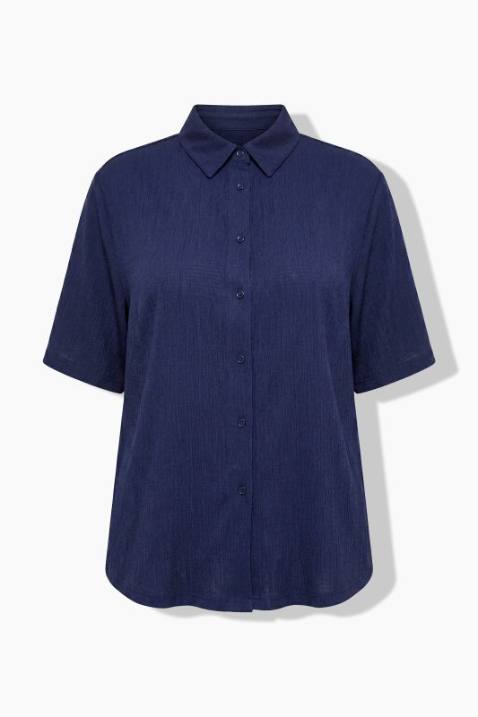 Lightly Textured 3/4 Sleeve Button Down Blouse