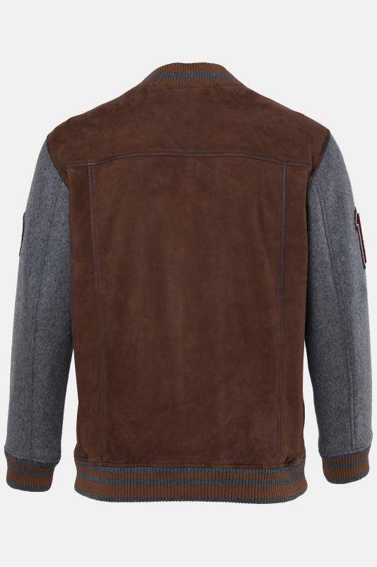 Leather varsity-style jacket