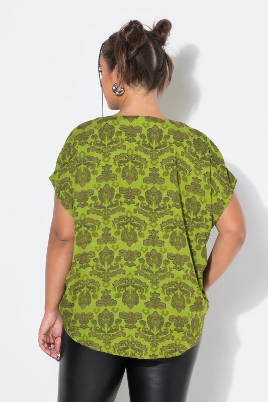 Ornate Print Cap Sleeve Blouse